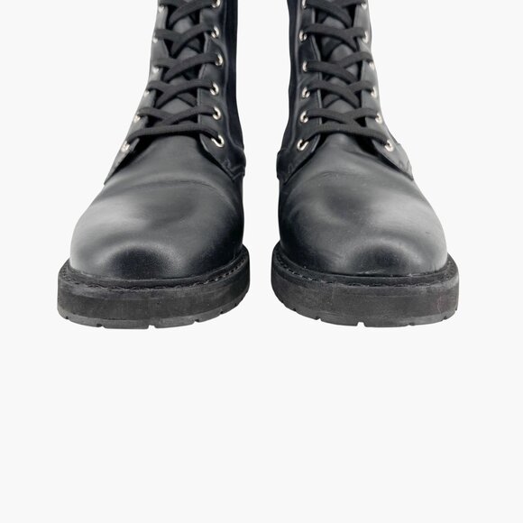 Fendi Rockoko Combat Boots EU 42 US 12 Black Leather FF Zucca Lace Up Sock - Picture 4 of 14
